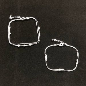 ⭐️2 Silver Ankle Bracelets with Stars - NWOT